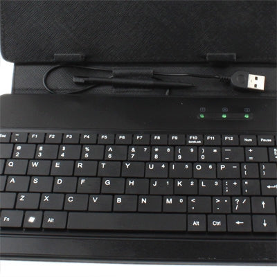 9.7 inch Universal Tablet PC Leather Tablet Case with USB Plastic Keyboard(Black) - Universal Keyboard by PMC Jewellery | Online Shopping South Africa | PMC Jewellery