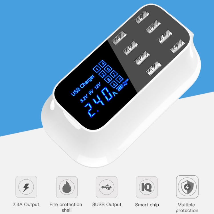 YC-CDA19A 8-port USB Multi-function 40W Intelligent Digital Display Fast Charging Dock, US Plug - free shipping - PMC Jewellery - Order now!