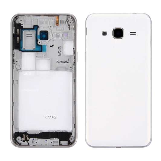 For Galaxy J3 (2016) / J320 (Double card version) Battery Back Cover + Middle Frame Bezel (White) - Back Cover by PMC Jewellery | Online Shopping South Africa | PMC Jewellery | Buy Now Pay Later Mobicred