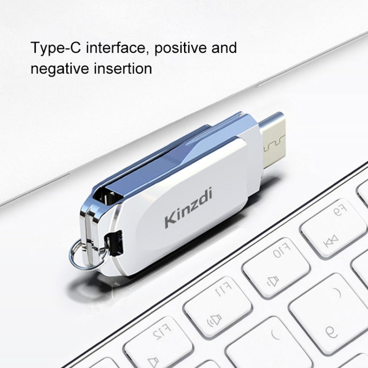 Kinzdi 64GB USB + Type-C Interface Metal Twister Flash Disk V10 (Silver) - USB Flash Drives by Kinzdi | Online Shopping South Africa | PMC Jewellery | Buy Now Pay Later Mobicred