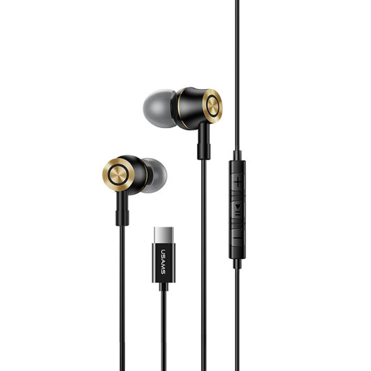 USAMS US-SJ482 EP-43 Wired In Ear USB-C / Type-C Interface Metal Digital HiFi Noise Reduction Earphones with Mic & Digital Chip, Length: 1.2m(Black) - Type-C Earphone by USAMS | Online Shopping South Africa | PMC Jewellery | Buy Now Pay Later Mobicred