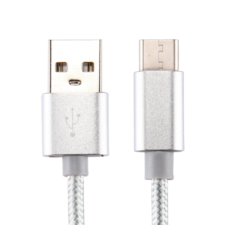 Knit Texture USB to USB-C / Type-C Data Sync Charging Cable, Cable Length: 1m, 3A Total Output, 2A Transfer Data(Silver) - USB-C & Type-C Cable by PMC TechLife | Online Shopping South Africa | PMC TechLife | Buy Now Pay Later Mobicred