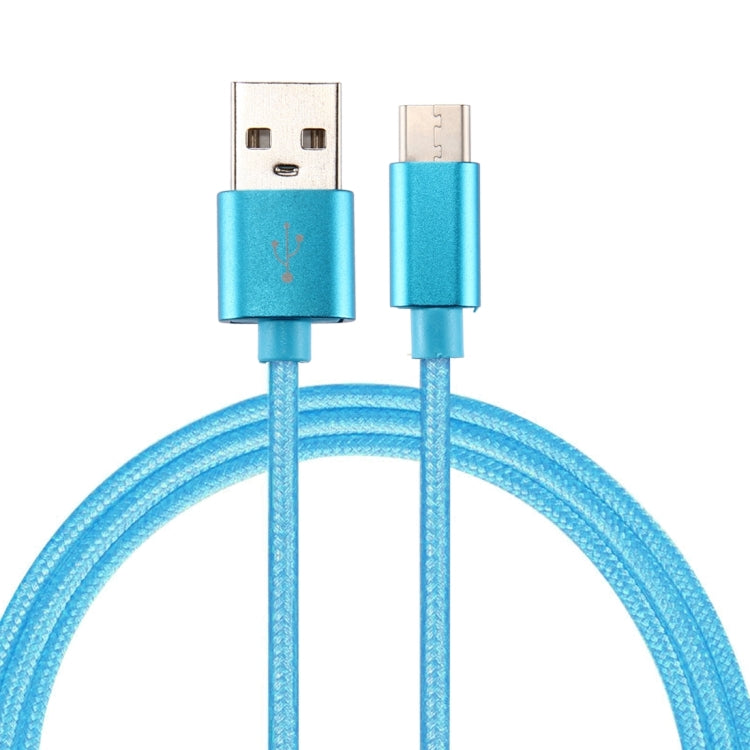 Knit Texture USB to USB-C / Type-C Data Sync Charging Cable, Cable Length: 2m, 3A Output(Blue) - USB-C & Type-C Cable by PMC TechLife | Online Shopping South Africa | PMC TechLife | Buy Now Pay Later Mobicred