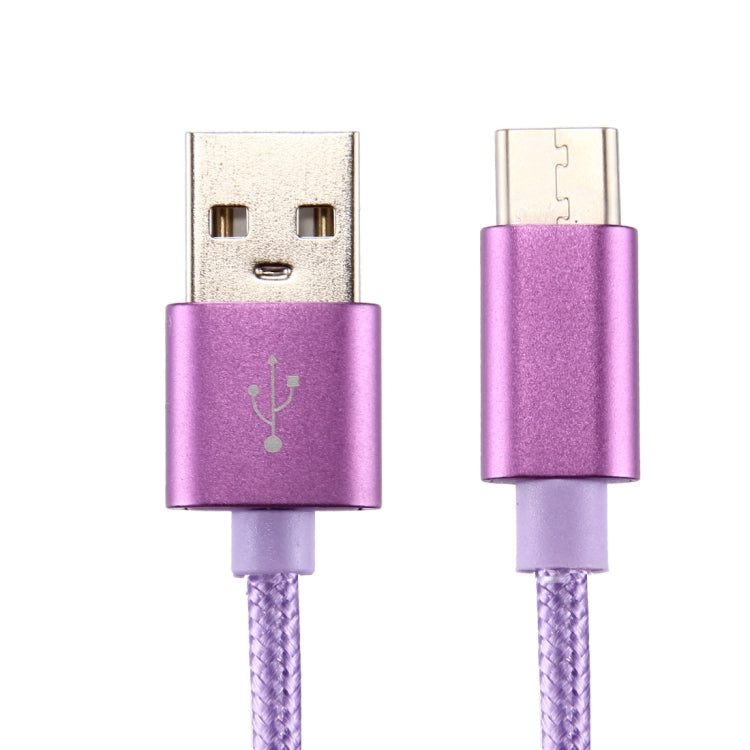 Knit Texture USB to USB-C / Type-C Data Sync Charging Cable, Cable Length: 2m, 3A Output(Purple) - USB-C & Type-C Cable by PMC TechLife | Online Shopping South Africa | PMC TechLife | Buy Now Pay Later Mobicred