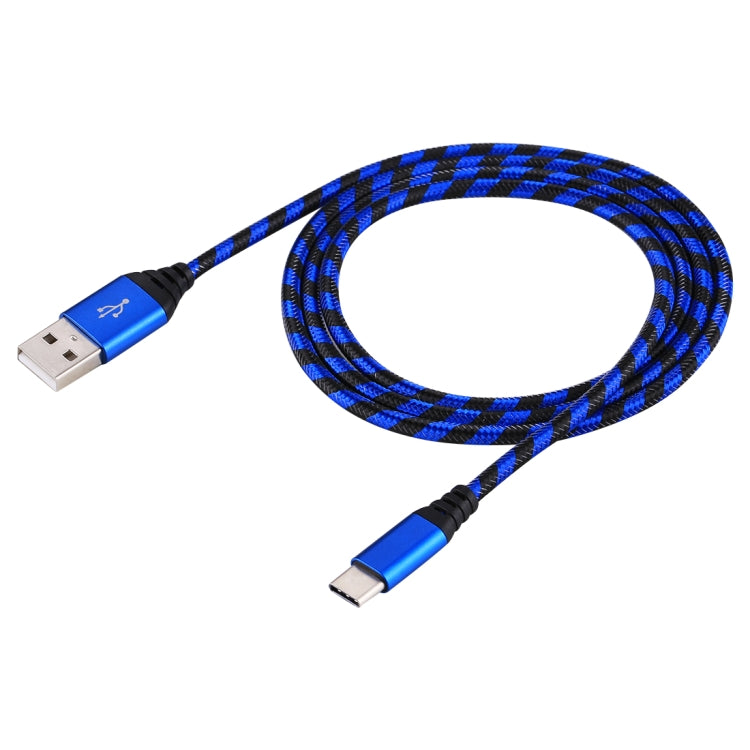 1m USB to USB-C / Type-C Nylon Weave Style Data Sync Charging Cable(Blue) - USB-C & Type-C Cable by PMC TechLife | Online Shopping South Africa | PMC TechLife | Buy Now Pay Later Mobicred