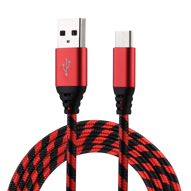 1m USB to USB-C / Type-C Nylon Weave Style Data Sync Charging Cable(Red) - USB-C & Type-C Cable by PMC TechLife | Online Shopping South Africa | PMC TechLife | Buy Now Pay Later Mobicred