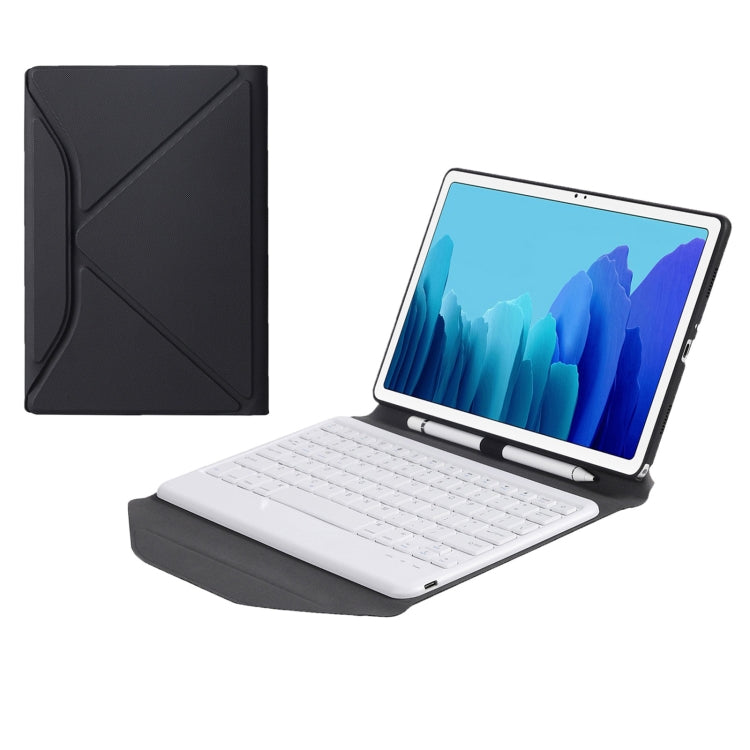 B500 Diamond Texture Triangle Back Holder Splittable Bluetooth Keyboard Leather Tablet Case for Samsung Galaxy Tab A7 10.4 2020(White + Black) - Samsung Keyboard by PMC Jewellery | Online Shopping South Africa | PMC Jewellery