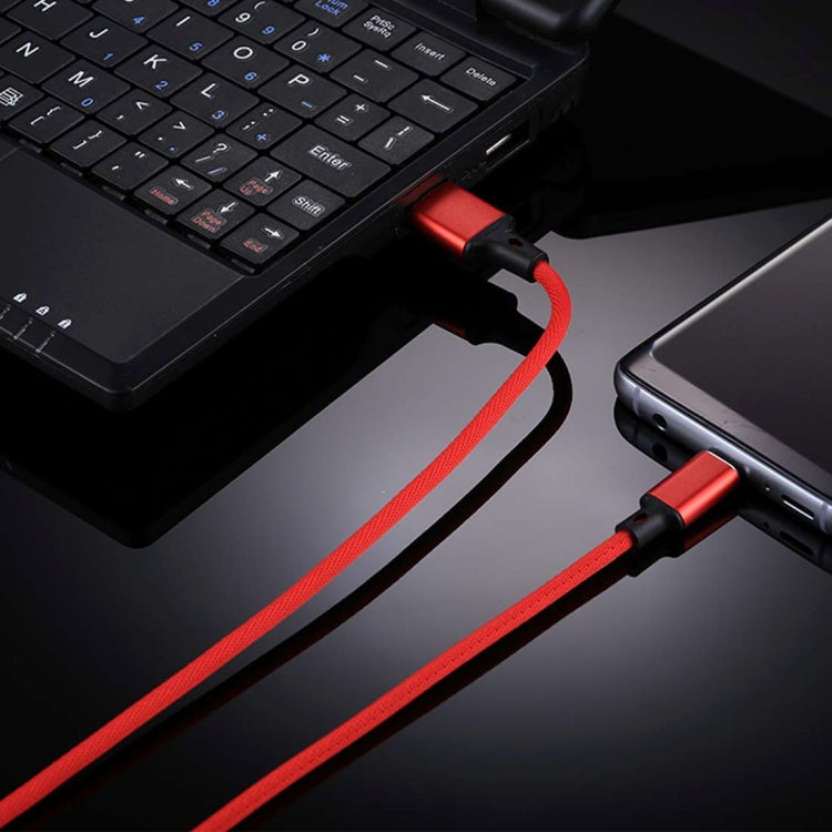 1m 2A Output USB to USB-C / Type-C Nylon Weave Style Data Sync Charging Cable(Red) - USB-C & Type-C Cable by PMC TechLife | Online Shopping South Africa | PMC TechLife | Buy Now Pay Later Mobicred