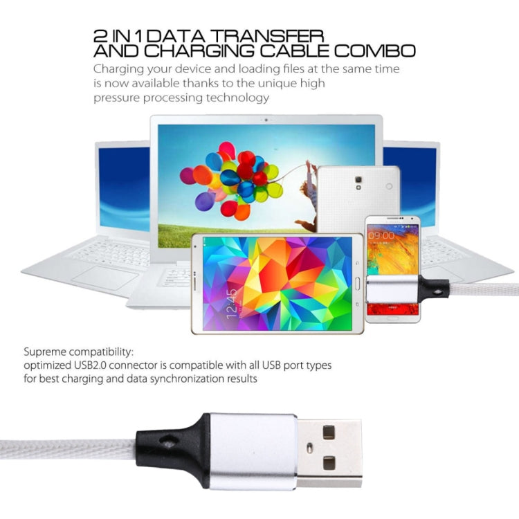1m 2A Output USB to USB-C / Type-C Nylon Weave Style Data Sync Charging Cable(White) - USB-C & Type-C Cable by PMC TechLife | Online Shopping South Africa | PMC TechLife | Buy Now Pay Later Mobicred