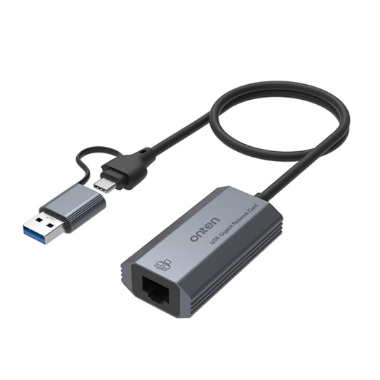 Onten UE101 2 in 1 USB3.0 Gigabit Network Card USB-C/Type-C to Network Port USB Hub - USB HUB by Onten | Online Shopping South Africa | PMC Jewellery | Buy Now Pay Later Mobicred