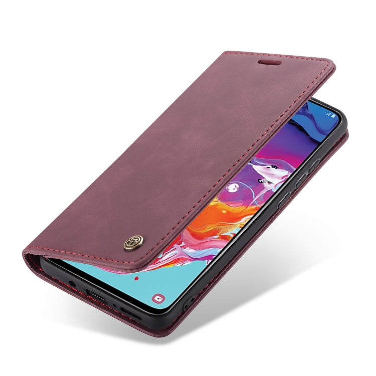 CaseMe-013 Multifunctional Retro Frosted Horizontal Flip Leather Case for Galaxy A70, with Card Slot & Holder & Zipper Wallet & Photo Frame(Wine Red) - Galaxy Phone Cases by CaseMe | Online Shopping South Africa | PMC Jewellery | Buy Now Pay Later Mobicred