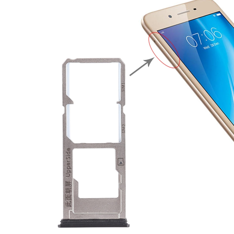 For Vivo Y53 2 x SIM Card Tray + Micro SD Card Tray (Black) - Card Socket by PMc TechLife | Online Shopping South Africa | PMc TechLife | Buy Now Pay Later Mobicred