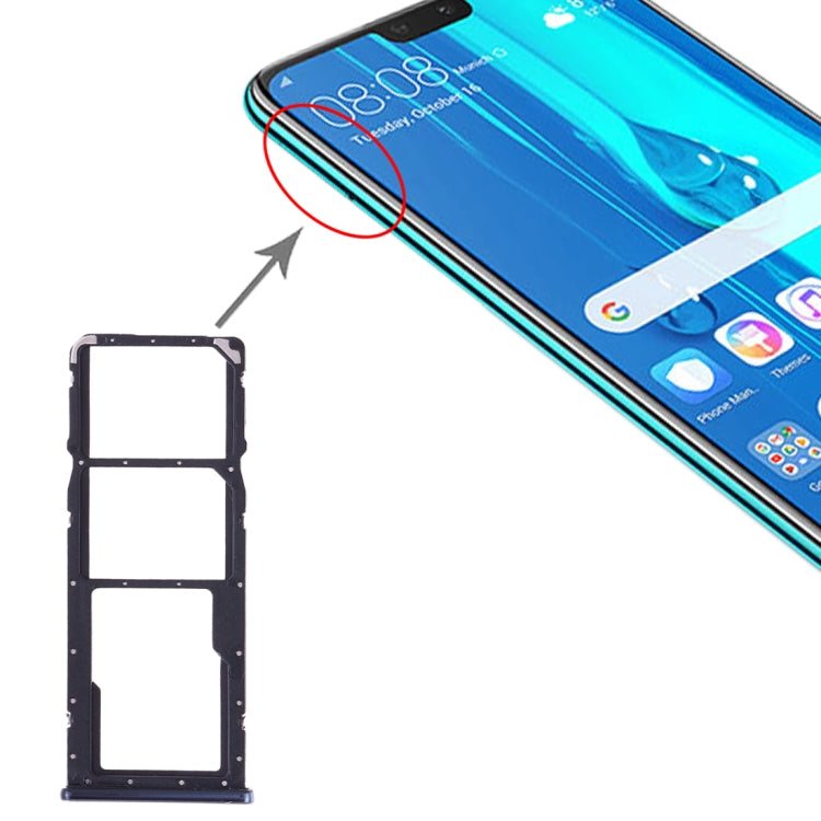 SIM Card Tray + SIM Card Tray + Micro SD Card Tray for Huawei Y9 (2019) (Black) - Card Socket by PMc TechLife | Online Shopping South Africa | PMc TechLife | Buy Now Pay Later Mobicred
