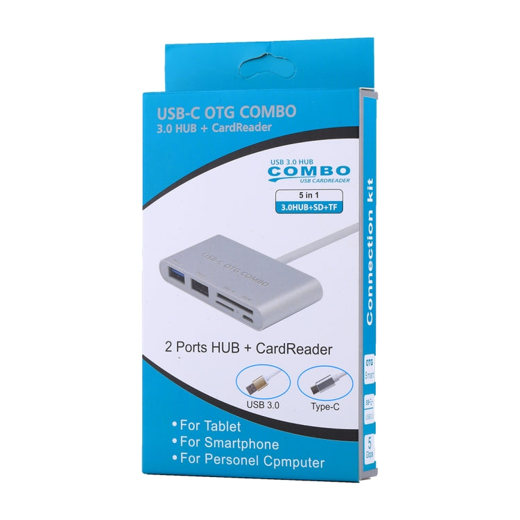 5 in 1 Micro SD + SD + USB 3.0 + USB 2.0 + Micro USB Port to USB-C / Type-C OTG COMBO Adapter Card Reader for Tablet, Smartphone, PC(Gold) - Cable & Adapters by PMC Jewellery | Online Shopping South Africa | PMC Jewellery | Buy Now Pay Later Mobicred
