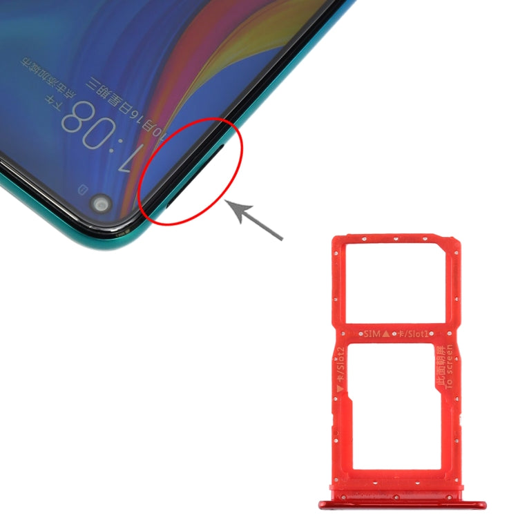 SIM Card Tray + SIM Card Tray / Micro SD Card Tray for Huawei Enjoy 10 Plus (Red) - Card Socket by PMc TechLife | Online Shopping South Africa | PMc TechLife | Buy Now Pay Later Mobicred