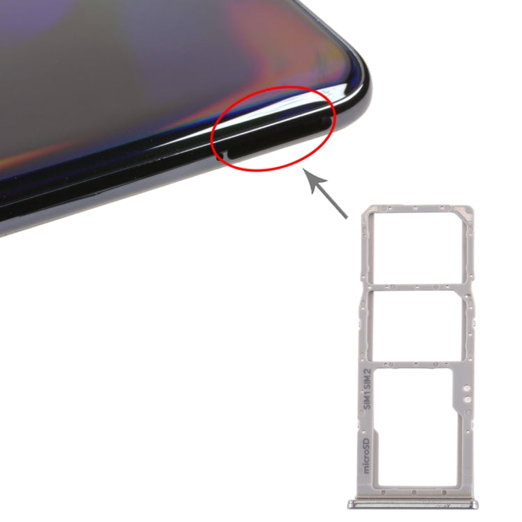 For Galaxy A70 SIM Card Tray + SIM Card Tray + Micro SD Card Tray (Grey) - free shipping - PMc TechLife - Order now!