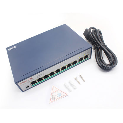 ESCAM POE 8+2 10-Port Fast Ethernet Switch 8-Port POE 10/100M 120W Network Switch, Transmission Distance: 150m(Blue) - Switch by ESCAM | Online Shopping South Africa | PMC Jewellery | Buy Now Pay Later Mobicred