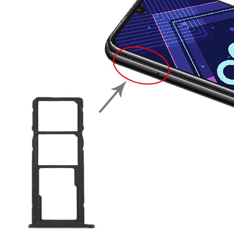 SIM Card Tray + SIM Card Tray + Micro SD Card Tray for Huawei Honor 8A Pro (Black) - Card Socket by PMc TechLife | Online Shopping South Africa | PMc TechLife | Buy Now Pay Later Mobicred