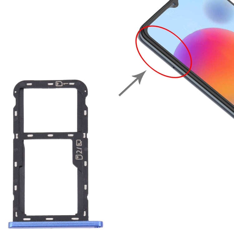 For ZTE Blade A52 SIM Card Tray + SIM Card Tray / Micro SD Card Tray (Blue) - For ZTE by PMc TechLife | Online Shopping South Africa | PMc TechLife | Buy Now Pay Later Mobicred