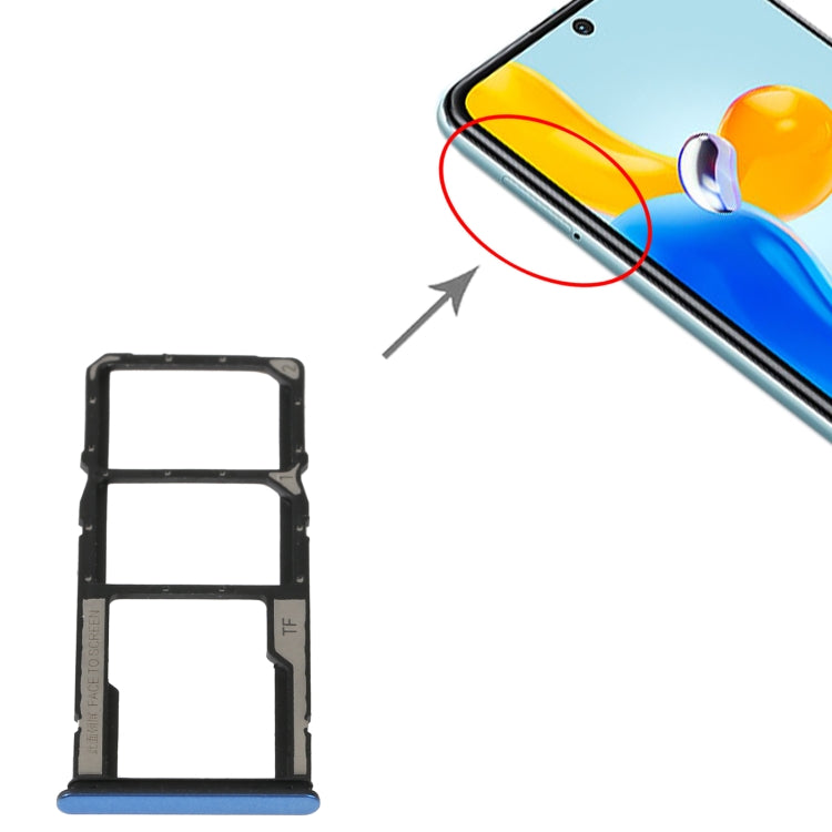 SIM Card Tray + SIM Card Tray + Micro SD Card Tray For Xiaomi Redmi Note 11S 5G (Blue) - Card Tray by PMc TechLife | Online Shopping South Africa | PMc TechLife | Buy Now Pay Later Mobicred