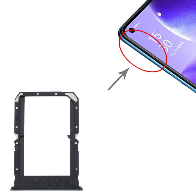 For OPPO Reno5 4G SIM Card Tray + SIM Card Tray(Black) - Card Socket by PMc TechLife | Online Shopping South Africa | PMc TechLife | Buy Now Pay Later Mobicred