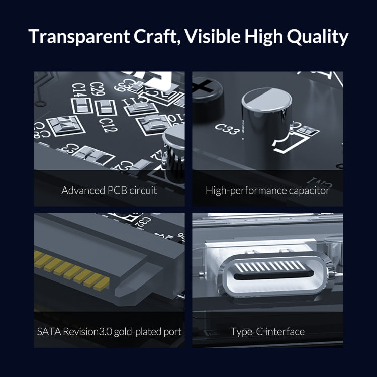 Transparent Series 2.5 inch 10Gbps Hard Drive Enclosure with Stand - HDD Enclosure by ORICO | Online Shopping South Africa | PMC Jewellery | Buy Now Pay Later Mobicred
