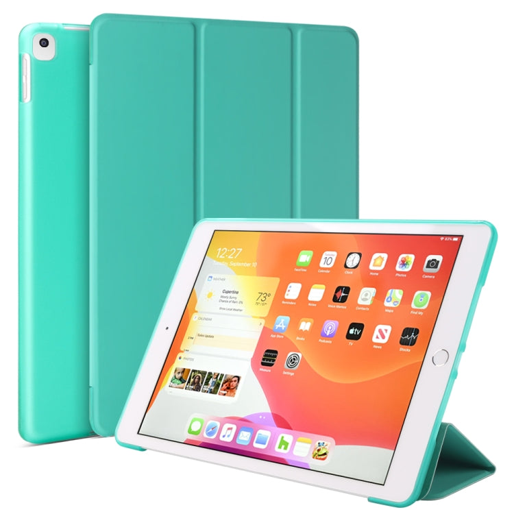 Three-folding Surface PU Leather TPU Matte Soft Bottom Case with Holder & Sleep / Wake-up Function For iPad 10.2 2021 / 2020 / 2019 / iPad Pro 10.5 inch(Mint Green) - iPad 10.2 Cases by PMC Jewellery | Online Shopping South Africa | PMC Jewellery