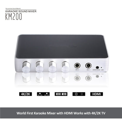 KM200 Portable Digital Stereo Audio Echo System Machine HDMI Karaoke Mixer Amplifier 4K/2K TV PC Home Theater - Microphone Audio Cable & Connector by PMC Jewellery | Online Shopping South Africa | PMC Jewellery | Buy Now Pay Later Mobicred