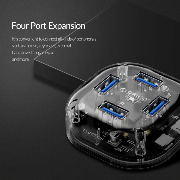 ORICO H4U-U3 4-Port Transparent HUB - USB 3.0 HUB by ORICO | Online Shopping South Africa | PMC Jewellery | Buy Now Pay Later Mobicred