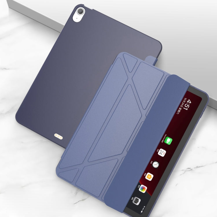For iPad Air 2024 / Air 2022 10.9 Multi-folding Matte Surface Leather Smart Tablet Case(Dark Blue) - iPad Air (2022) / (2020) 10.9 Cases by PMC TechLife | Online Shopping South Africa | PMC TechLife | Buy Now Pay Later Mobicred