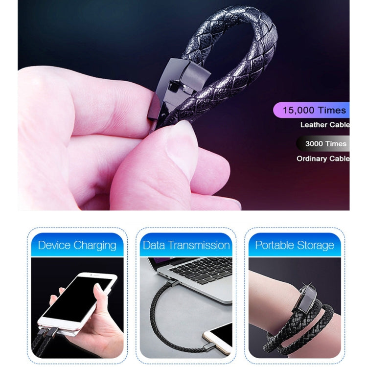 XJ-27 3A USB to USB-C / Type-C Creative Bracelet Data Cable, Cable Length: 22.5cm(Black) - free shipping - PMC TechLife - Order now!