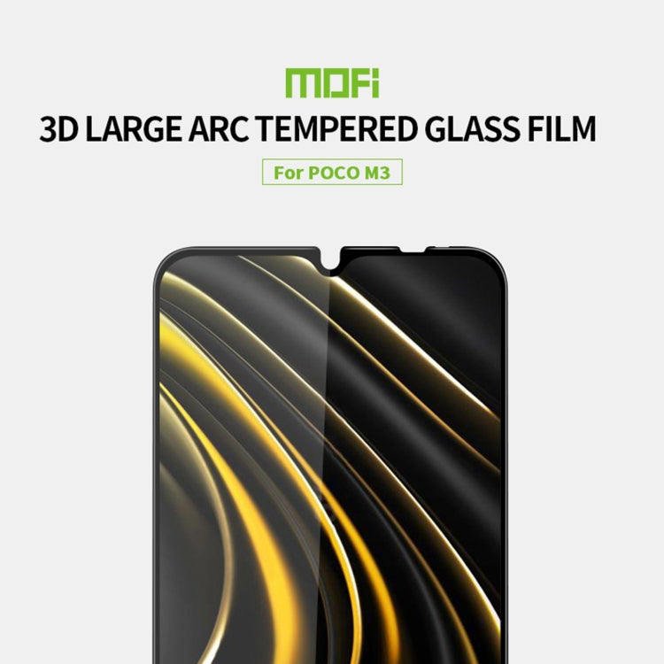 For Xiaomi Poco M3 MOFI 9H 3D Explosion-proof Curved Screen Tempered Glass Film(Black) -  by MOFI | Online Shopping South Africa | PMC Jewellery