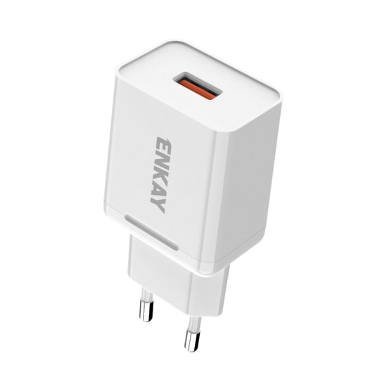 ENKAY Hat-Prince T033 18W USB QC 3.0 Fast Charging Travel Charger Power Adapter, EU Plug - USB Charger by ENKAY | Online Shopping South Africa | PMC Jewellery | Buy Now Pay Later Mobicred