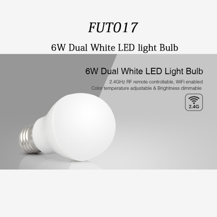 FUT017 6W Dual White LED Bulb 2.4GHZ RF Controllable Wifi Enabled CCT Adjustable Brightness Dimmable - Smart Light Bulbs by PMC TechLife | Online Shopping South Africa | PMC TechLife | Buy Now Pay Later Mobicred