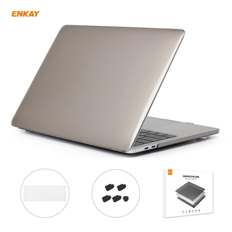 ENKAY 3 in 1 Crystal Laptop Protective Case + US Version TPU Keyboard Film + Anti-dust Plugs Set for MacBook Pro 13.3 inch A1708 (without Touch Bar)(Grey) - MacBook Pro Cases by ENKAY | Online Shopping South Africa | PMC Jewellery | Buy Now Pay Later Mobicred