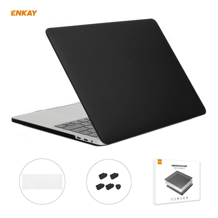 ENKAY 3 in 1 Matte Laptop Protective Case + US Version TPU Keyboard Film + Anti-dust Plugs Set for MacBook Pro 13.3 inch A1706 / A1989 / A2159 (with Touch Bar)(Black) - MacBook Pro Cases by ENKAY | Online Shopping South Africa | PMC Jewellery | Buy Now Pay Later Mobicred