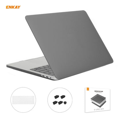 ENKAY 3 in 1 Matte Laptop Protective Case + US Version TPU Keyboard Film + Anti-dust Plugs Set for MacBook Pro 13.3 inch A1706 / A1989 / A2159 (with Touch Bar)(Grey) - MacBook Pro Cases by ENKAY | Online Shopping South Africa | PMC Jewellery | Buy Now Pay Later Mobicred