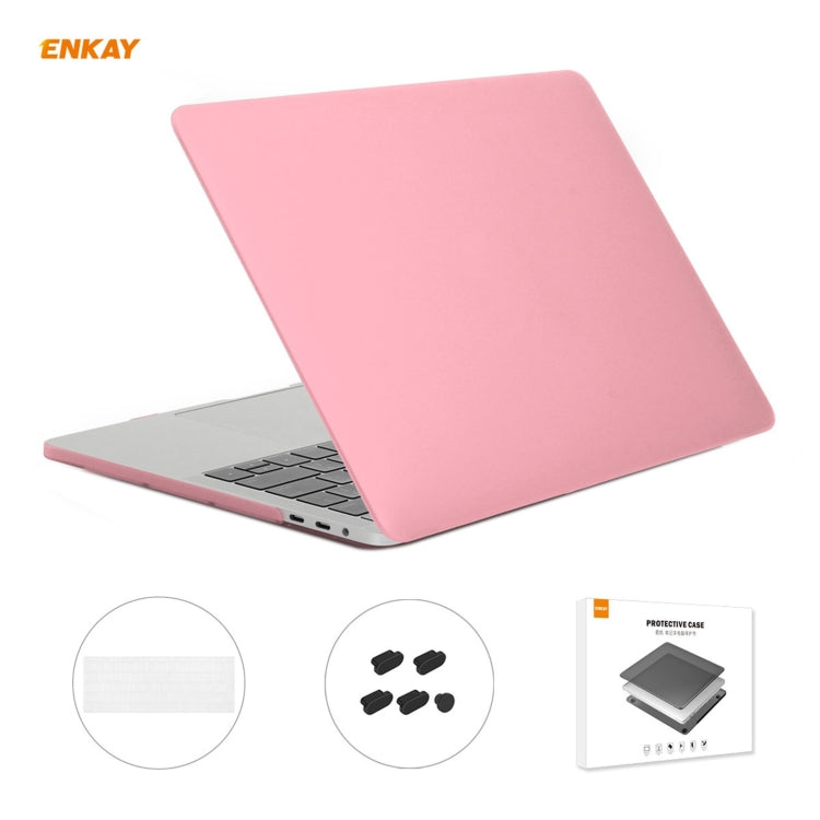 ENKAY 3 in 1 Matte Laptop Protective Case + EU Version TPU Keyboard Film + Anti-dust Plugs Set for MacBook Pro 13.3 inch A1706 / A1989 / A2159 (with Touch Bar)(Pink) - MacBook Pro Cases by ENKAY | Online Shopping South Africa | PMC Jewellery | Buy Now Pay Later Mobicred