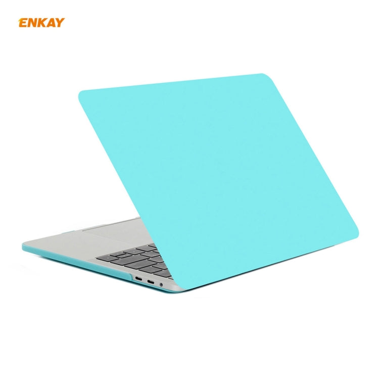 ENKAY 3 in 1 Matte Laptop Protective Case + EU Version TPU Keyboard Film + Anti-dust Plugs Set for MacBook Pro 13.3 inch A1706 / A1989 / A2159 (with Touch Bar)(Cyan) - MacBook Pro Cases by ENKAY | Online Shopping South Africa | PMC Jewellery | Buy Now Pay Later Mobicred