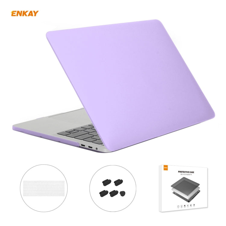 ENKAY 3 in 1 Matte Laptop Protective Case + US Version TPU Keyboard Film + Anti-dust Plugs Set for MacBook Pro 13.3 inch A1708 (without Touch Bar)(Purple) - MacBook Pro Cases by ENKAY | Online Shopping South Africa | PMC Jewellery | Buy Now Pay Later Mobicred