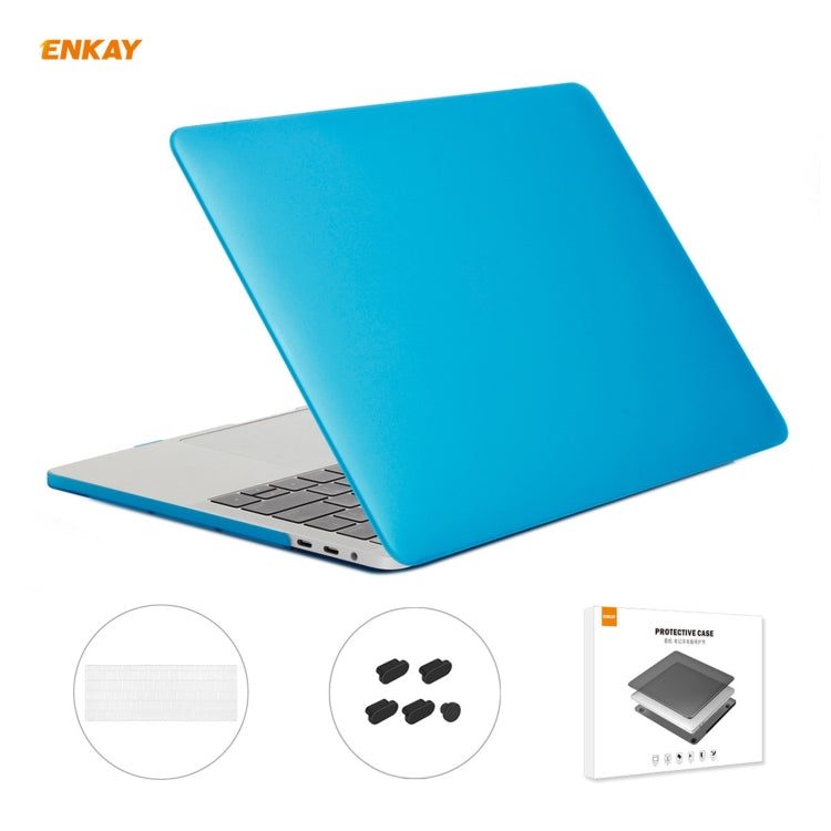 ENKAY 3 in 1 Matte Laptop Protective Case + US Version TPU Keyboard Film + Anti-dust Plugs Set for MacBook Pro 15.4 inch A1707 & A1990 (with Touch Bar)(Light Blue) - MacBook Pro Cases by ENKAY | Online Shopping South Africa | PMC Jewellery | Buy Now Pay Later Mobicred