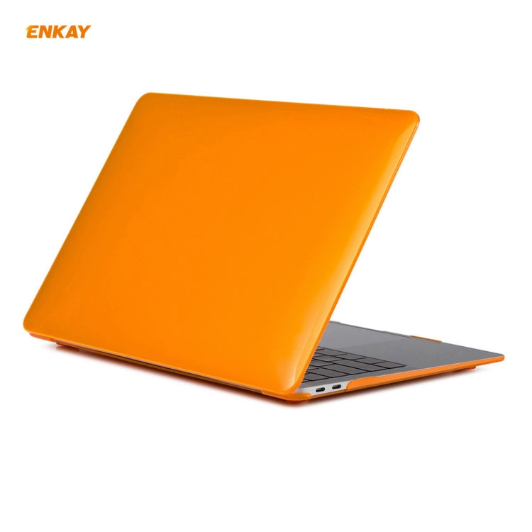 For MacBook Air 13.3 inch A1932 2018 ENKAY 3 in 1 Crystal Laptop Protective Case and EU Version TPU Keyboard Film and Anti-dust Plugs Set(Orange) - MacBook Air Cases by ENKAY | Online Shopping South Africa | PMC Jewellery | Buy Now Pay Later Mobicred