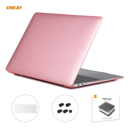 For MacBook Air 13.3 inch A1932 2018 ENKAY 3 in 1 Crystal Laptop Protective Case and EU Version TPU Keyboard Film and Anti-dust Plugs Set(Pink) - MacBook Air Cases by ENKAY | Online Shopping South Africa | PMC Jewellery | Buy Now Pay Later Mobicred