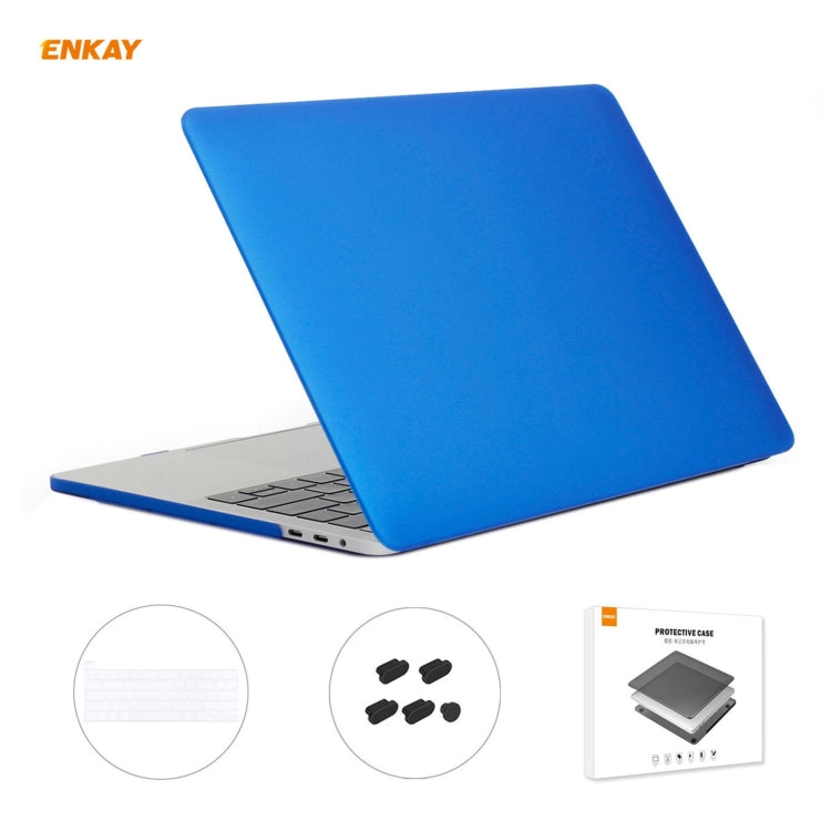 ENKAY 3 in 1 Matte Laptop Protective Case + US Version TPU Keyboard Film + Anti-dust Plugs Set for MacBook Pro 16 inch A2141 (with Touch Bar)(Dark Blue) - MacBook Pro Cases by ENKAY | Online Shopping South Africa | PMC Jewellery | Buy Now Pay Later Mobicred