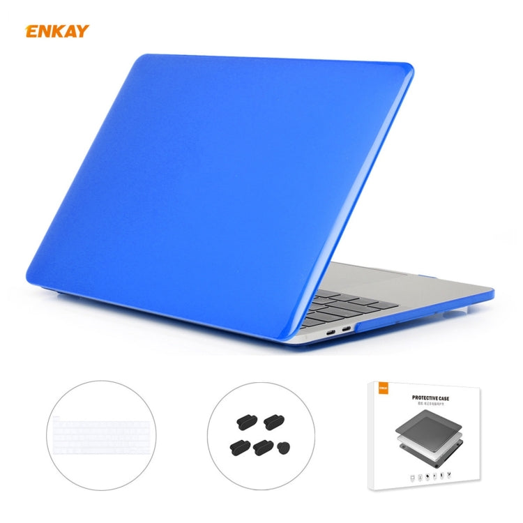 ENKAY 3 in 1 Crystal Laptop Protective Case + US Version TPU Keyboard Film + Anti-dust Plugs Set for MacBook Pro 16 inch A2141 (with Touch Bar)(Dark Blue) - MacBook Pro Cases by ENKAY | Online Shopping South Africa | PMC Jewellery | Buy Now Pay Later Mobicred