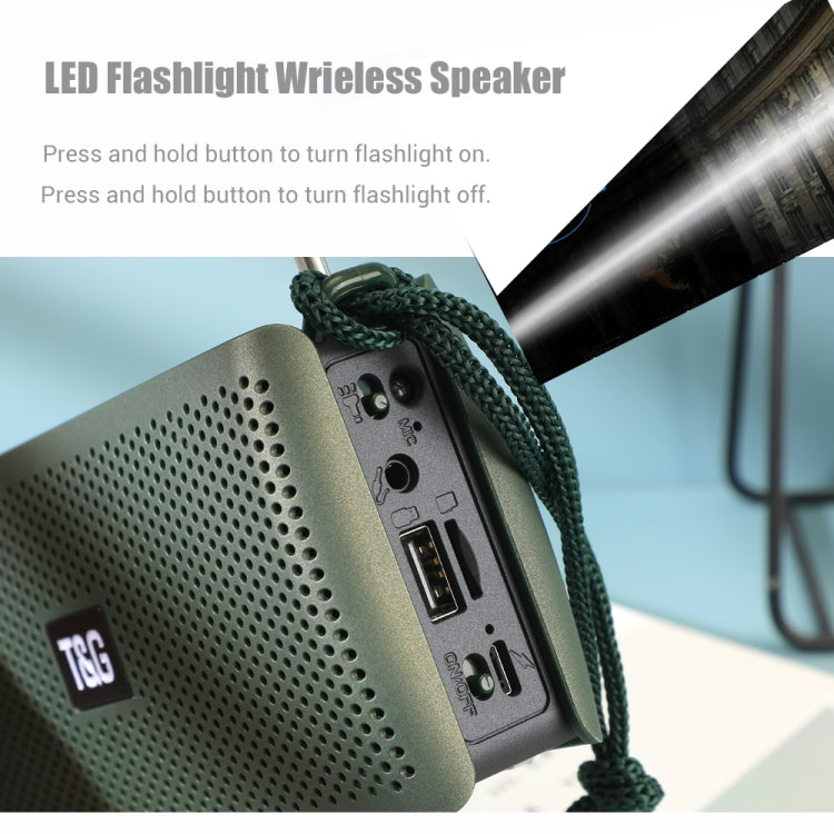 T&G TG282 Portable Bluetooth Speakers with Flashlight, Support TF Card / FM / 3.5mm AUX / U Disk / Hands-free Call(Gray) - Desktop Speaker by T&G | Online Shopping South Africa | PMC Jewellery | Buy Now Pay Later Mobicred