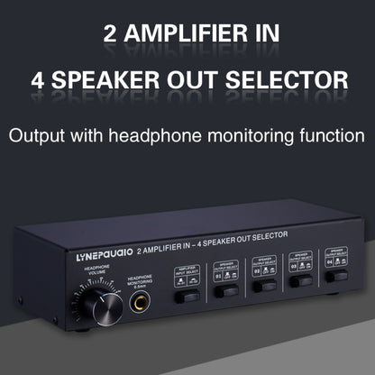 B032 2-in 4-out Power Amplifier Sound Switcher Speaker  Lossless Sound Quality 300W Per Channel Switch Distributor Comparator with Headset Monitoring Function / Audio Input -  by PMC Jewellery | Online Shopping South Africa | PMC Jewellery | Buy Now Pay Later Mobicred