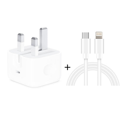 A2344 20W PD 3.0 Type-C / USB-C Folding Travel Charger + USB-C / Type-C to 8 Pin Fast Charging Data Cable Set, UK Plug, Length: 2m - USB Charger by PMC Jewellery | Online Shopping South Africa | PMC Jewellery | Buy Now Pay Later Mobicred