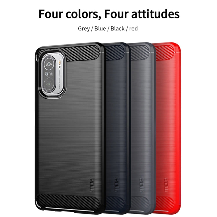 For Xiaomi Redmi K40 / K40 Pro / K40 Pro+ / Poco F3 MOFI Gentleness Series Brushed Texture Carbon Fiber Soft TPU Case(Blue) - Xiaomi Cases by MOFI | Online Shopping South Africa | PMC Jewellery | Buy Now Pay Later Mobicred