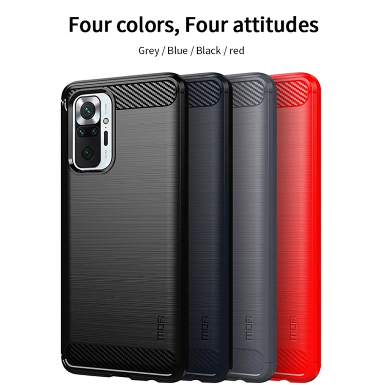 For Xiaomi Redmi Note 10 Pro / Note 10 Pro Max MOFI Gentleness Series Brushed Texture Carbon Fiber Soft TPU Case(Blue) - Xiaomi Cases by MOFI | Online Shopping South Africa | PMC Jewellery